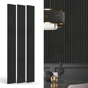 Premium Akupanel Roble negro con listón acústico de fieltro Paneles de pared de madera Panel de decoración de pared interior Chapa de madera de 3 lados - Product Image 1