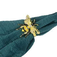 Anneau de serviette en fer style occidental, non jetable, motif abeille dorée, pour la décoration de table de banquet d'hôtel, support de serviette pour mariage et fête