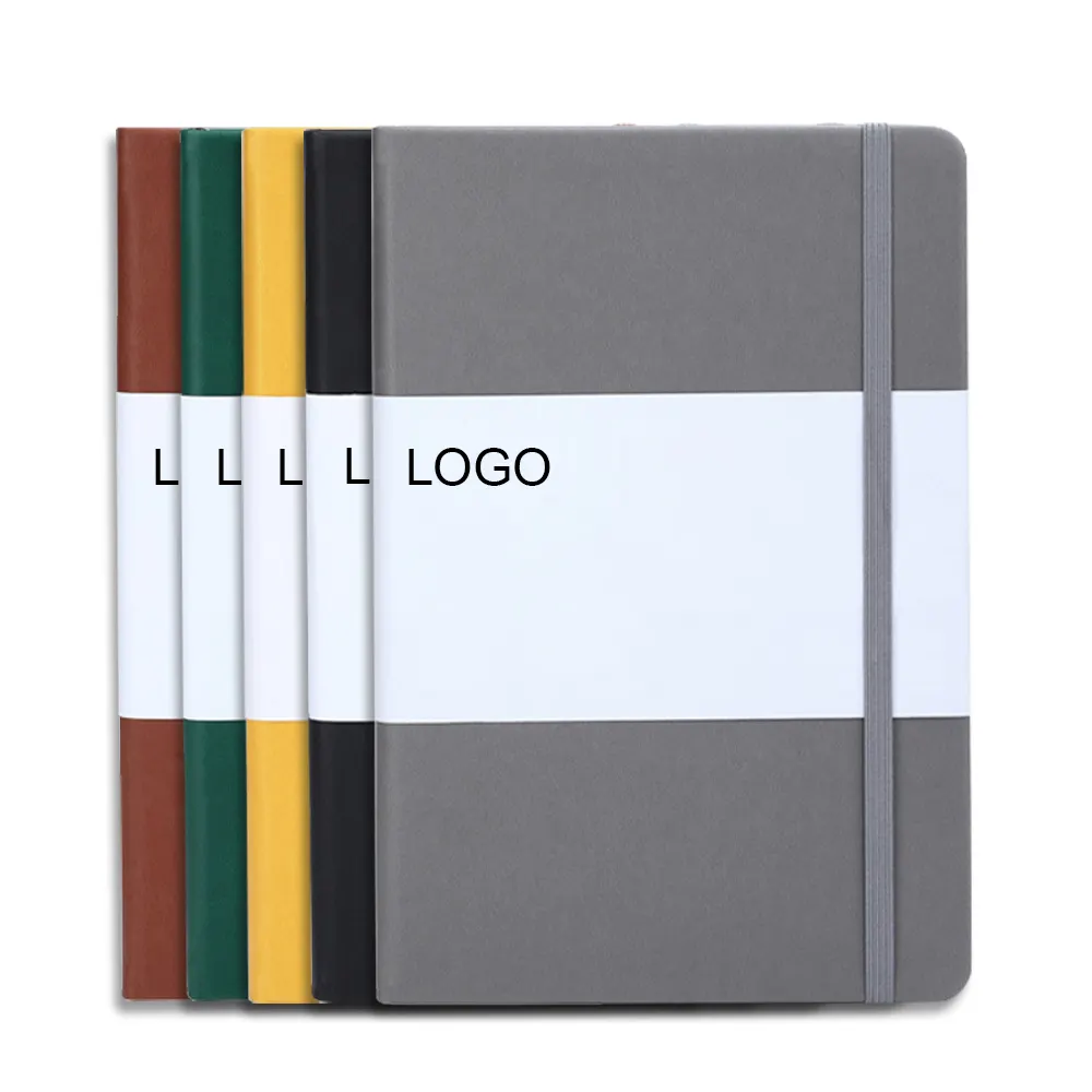 Páginas pontilhadas do logotipo personalizável, com banda elástica a5, caderno rígido, pasta de bolso, papel de 100 gsm