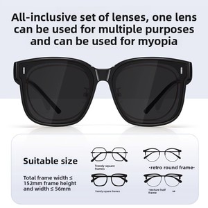 Lunettes de soleil polarisées unisexe TY49 TR90 à clipser pour myopie, protection UV400, pour la conduite – Monture surdimensionnée anti-UV pour l'été - Product Image 2