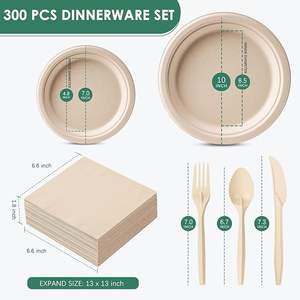 150 paket 9 inç tek kullanımlık kağıt tabaklar ağır 100% Compostable Bagasse doğal biyobozunur şeker kamışı yemek kabı - Product Image 2
