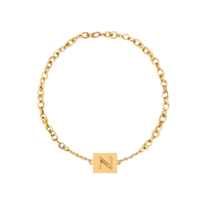 Bracciale in Acciaio Inossidabile con Charm Lettera Z 12x14cm, Placcato Oro, Gioiello Unisex alla Moda - Product Image 2