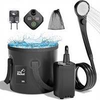 Douche portable ronde rechargeable 4500 mAh 10W avec chargement USB IPX7 Modèle A21 pour camping et dortoir