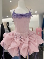 Robe Camisole Sexy pour Femme avec Dentelle et Patchwork, Taille Cintrée et Effet Volumineux
