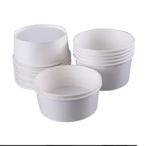 Greaseproof White Salad Bowls With Clear Lids Snack Porridge Soup Paper Bowl