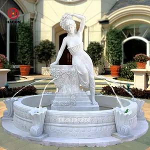 Nouveau design sculpté à la main en plein air moderne marbre dame fontaine de jardin avec prix d'usine