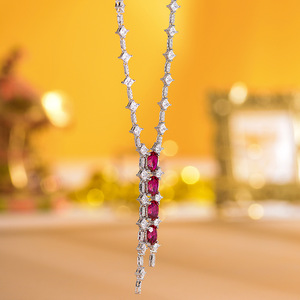 Collier en rubis de laboratoire 6 carats, toutes tendances, fournitures de fabrication de bijoux, vente en gros, bijoux en argent sterling avec pierres précieuses - Product Image 4