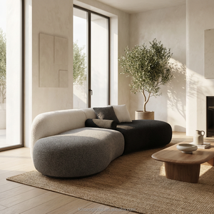 Conjunto de Sofás Curvos Artísticos Modernos, Sofá de Tela con Forma Orgánica de Lujo, Muebles Minimalistas Creativos para Sala de Estar, Sofá Grande en Forma de Arco - Product Image 2