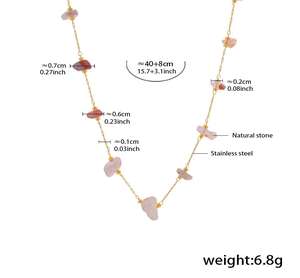 Collar Irregular con abalorio de <span class=keywords><strong>Chip</strong></span> Natural, cadena de acero inoxidable chapada en oro de 18 quilates, joyería de color caramelo para mujer - Product Image 4