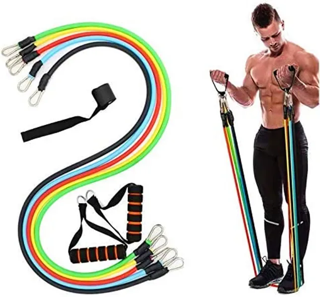 Exercise Workout Bands High Quality Latex 11 PCS Resistance Bands Set Fitness Tube Home Gym Workout Band Strength Training Exercise BandsBands Set