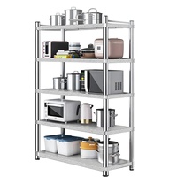 Étagère de Rangement Modulaire Multifonctionnelle sur Pied en Acier Inoxydable pour Cuisine, Support à Plantes et Fleurs - Utilisation Intérieure/Extérieure