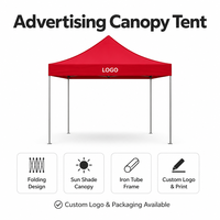 Carpa Plegable Tipo Gazebo 3x3m 10x10 pies, Estructura de Acero, Tela Oxford 420D Impermeable, Logotipo Personalizado para Publicidad, Puesto de Mercado, Feria Comercial