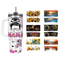 Autocollants UV personnalisés en gros pour gobelets de 40 oz, motifs de dessins animés, surface lisse et rigide, impression par transfert durable