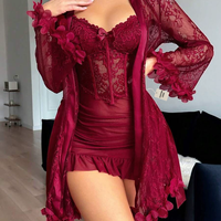 Nouvelle Arrivée 2026 – Nuisette Sexy Colorée à Lacets pour Femme avec Décolleté Plongeant, Design Transparent et Bas – Ensemble Pyjama et Vêtements de Nuit