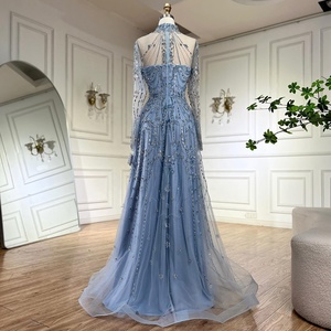 ชุดราตรีหรูหราประดับด้วยลูกปัดทรงเอไลน์ แขนยาว คอสูง <span class=keywords><strong>สี</strong></span><span class=keywords><strong>ฟ้า</strong></span> รุ่น Serene Hill LA72704 สำหรับงานปาร์ตี้ที่ดูไบ เหมาะสำหรับผู้หญิง พร้อมส่ง - Product Image 5
