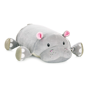 Peluche Hippopotame Gris Amusant avec Jambes Rondes et Poche de Rangement, Coussin Doux et Confortable pour Bureau et Maison, Jouet Hippopotame Géant de 15 Pouces - Product Image 1