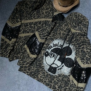 6911/<span class=keywords><strong>Felpa</strong></span> Oversize Nera a Coste, Resistente e Traspirante, <span class=keywords><strong>con</strong></span> Orsetto Paillettato e Dettagli a Strisce a Contrasto - Product Image 2