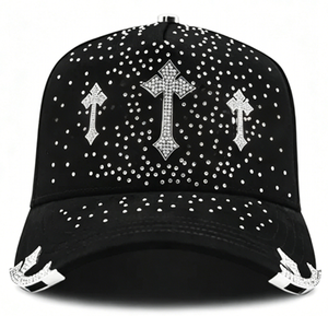 Gorra de béisbol estilo urbano al por mayor Barbas Hat XCAP con logotipo de estrella religiosa de pedrería, forro de satén de seda y chip G5 integrado - Product Image 4