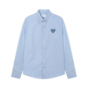 Chemise habillée de luxe pour <span class=keywords><strong>homme</strong></span> en coton à manches longues, style polo, avec motif cœur brodé, respirante, style parisien populaire, collection printemps - Product Image 4