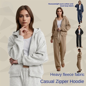 เสื้อฮู้ดดี้ทรงบ็อกซี่สำหรับผู้ชาย รุ่นใหม่ ผ้าฟลีซหนา 350 กรัม ซิปคู่ - Product Image 3