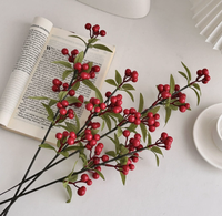 Décoration en mousse en forme de branche de cerise rouge artificielle pour mariage, Noël, maison