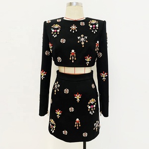 Pha Lê sang trọng Nữ Phù Hợp Với Bộ Váy Bộ 2 Mảnh Áo + Váy Ngắn Công Sở Chính Thức Nữ Áo Sinh Nhật Tối Tiệc Cocktail câu lạc bộ - Product Image 4