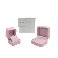 Boîte cadeau pour bijoux en cuir PU rose doux au toucher, épaisseur 2 mm, recyclable, personnalisable en gros