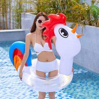 Waterhan Fun Lits de plage Fête d'été Piscine Flotteurs Gonflables PVC Poulets Anneaux de natation Forme de nouveauté