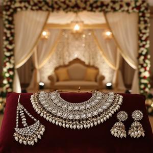 Luxury High Quality Alloy Gold Plated Heavy Kundan Choker Necklace Set Pearls Bridal <b>Indian</b> Ethnic Engagement Anniversary - Product Image 3