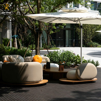 Ensemble de meubles de salon incurvés pour jardin de villa, résistant aux intempéries, canapé modulaire d'extérieur avec table basse