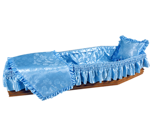 XF054 Doublure de <span class=keywords><strong>cercueil</strong></span> <span class=keywords><strong>en</strong></span> satin de style français personnalisée, intérieur de <span class=keywords><strong>cercueil</strong></span> funéraire avec couverture et oreiller, doublure funéraire à volants - Product Image 6