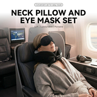 Luxus-Reisekissen-Set Atmungsaktiver Plüsch-Kissenbezug Weiches Ergonomisches Nackenstützkissen aus Memory-Schaum mit 3D-Augenmaske