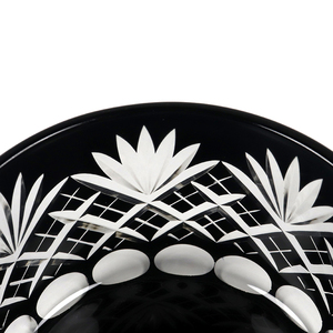 Pot de bougie en <span class=keywords><strong>verre</strong></span> à trois mèches vide personnalisé à large bouche noir avec motif de fleur gravé à la main - Product Image 3