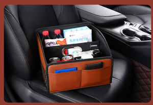 Sacs de rangement pliables en cuir pour voiture Sac de siège avant Boîtes de rangement de grande capacité pour automobile Organisateur d'accessoires de voiture - Product Image 2