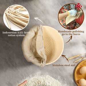 XH bulat 9 inci Indonesia rotan bukti bromform mangkuk sourdough Artisan roti banneton pemeriksaan keranjang set untuk bakers - Product Image 4