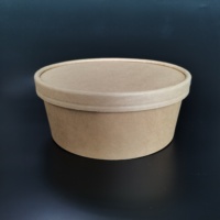 Bol à salade en papier Kraft jetable, stockage rond avec couvercle, de 450Ml 750Ml 900Ml
