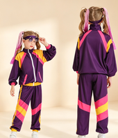 Ensemble de survêtement Hip Hop rétro années 80, veste et pantalon color block, costume de scène pour danse disco jazz, pour garçon et fille