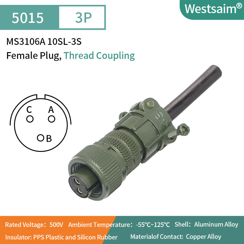 MS3106A-10SL-3S ปลั๊กตรง, ตัวเมีย