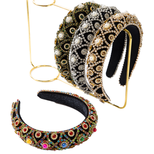 Bandeau de cheveux en cristal de luxe BINQING, bandeau de cheveux en perles, baroque, vente chaude, bandeau de cheveux coloré en diamant pour femmes, fête d'anniversaire - Product Image 1