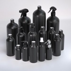 Customized Printed Matte <b>Black</b> Metal Packing Round Bottle for Cosmetic and Shampoo Aluminum Bottles for Liquid - Product Image 1