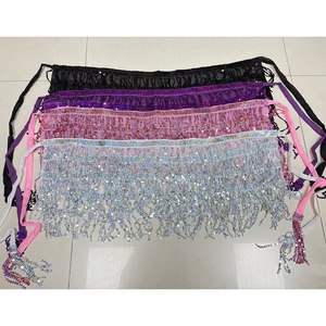<strong>Womens</strong> Tassel Skirts Halloween Bohemian 4-Layer Sequin Belly Dance Hip Scarf Shiny Wrap Skirt <strong>Rave</strong> <strong>Outfits</strong> - Product Image 5