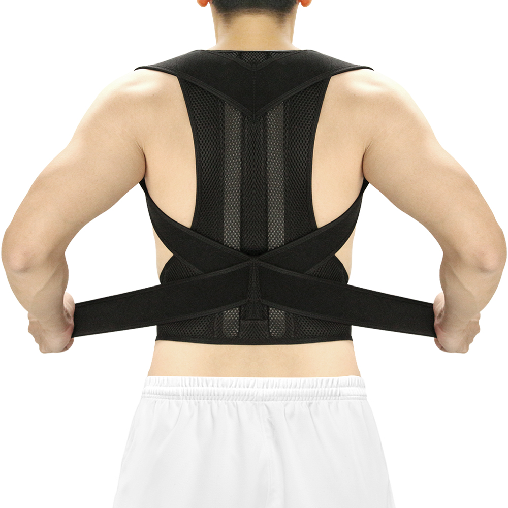 Ceinture de correction de posture lombaire réglable en nylon sangle de soutien du haut du dos en néoprène ceinture de renfort universelle pour hommes et femmes