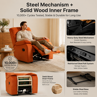 Canapé inclinable électrique VANBOW en tissu respirant orange avec repose-pieds extensible pour salon
