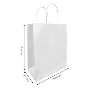 Weiße Kraftpapiertragetaschen mit Individuellem Logo und Gedrehten Griffen 10x5x13 Zoll - Product Image 1