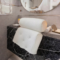 Oreiller de bain et de spa en coton de luxe BBCare avec technologie Air Mesh 4D, 7 ventouses pour le soutien du cou, portable pour la salle de bain et les voyages