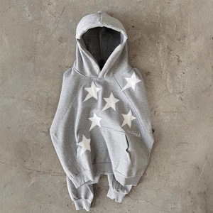 Nouveau <span class=keywords><strong>sweat</strong></span>-shirt à <span class=keywords><strong>capuche</strong></span> zippé à manches régulières tendance unisexe imprimé étoile, style streetwear décontracté - Product Image 4