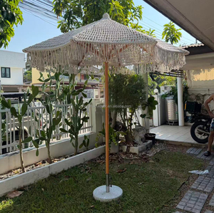 Ombrellone da Esterno Boho Macramè 3m (9ft) Antivento Moderno in Bambù per Hotel, Giardini e Spiagge - Vendita Diretta dalla Fabbrica - Product Image 5