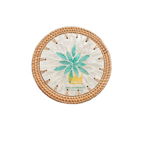 Set de table moderne en nacre peinte à motifs colorés faits à la main, dégradable, épaisseur 10 mm, 20 cm, prix abordable, Vietnam - Product Image 2