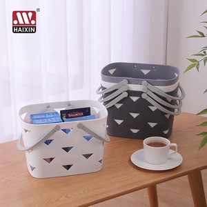 Cestas Organizadoras de Plástico con Asas para Baño, Cocina y Compras, Color Blanco y Gris, Marca Haixin - Product Image 1