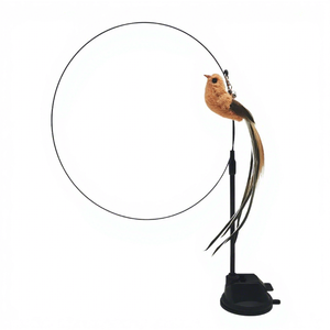 Jouet d'auto-entretenissement pour chat en forme d'oiseau avec ventouse en époxy, fil d'acier et <span class=keywords><strong>plume</strong></span> longue - Product Image 2